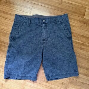 prAna Mens Size 32 Blue Linen Blend Shorts Outdoor Hiking Travel Casual Flat